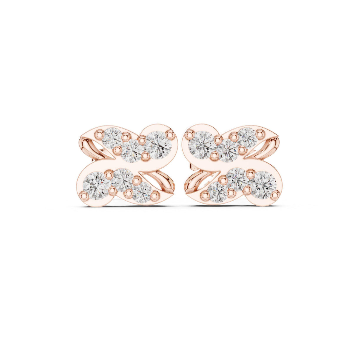 Moissanite Pavé Infinity Wave Stud Earrings – 925 Sterling Silver, 18K Gold Vermeil