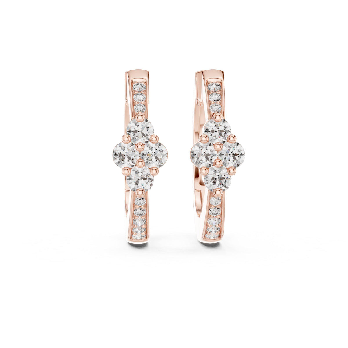 Moissanite Cluster Station Hoop Earrings – 925 Sterling Silver, 18K Gold Vermeil