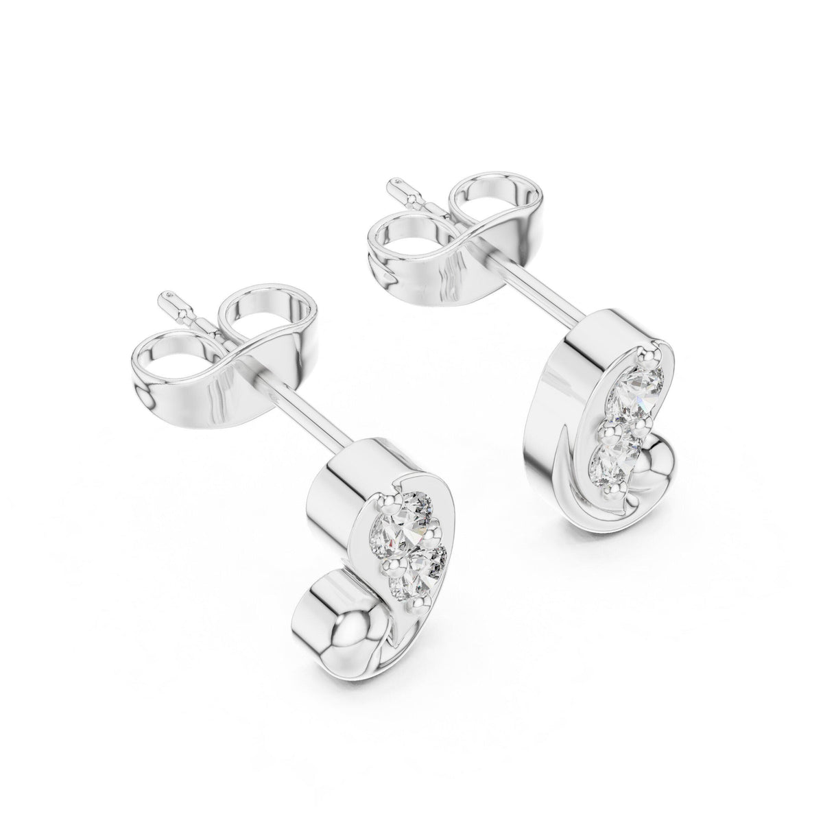 Moissanite Pavé Paisley Stud Earrings – 925 Sterling Silver, 18K Gold Vermeil