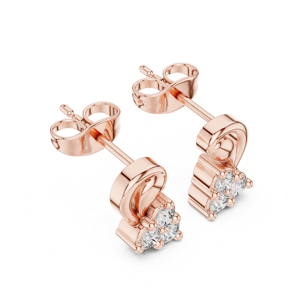 Moissanite Paisley Swirl Stud Earrings – 925 Sterling Silver, 18K Gold Vermeil