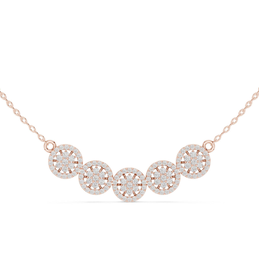 Moissanite Cluster Halo Trio Mangalsutra Necklace – 925 Sterling Silver, 18K Gold Vermeil