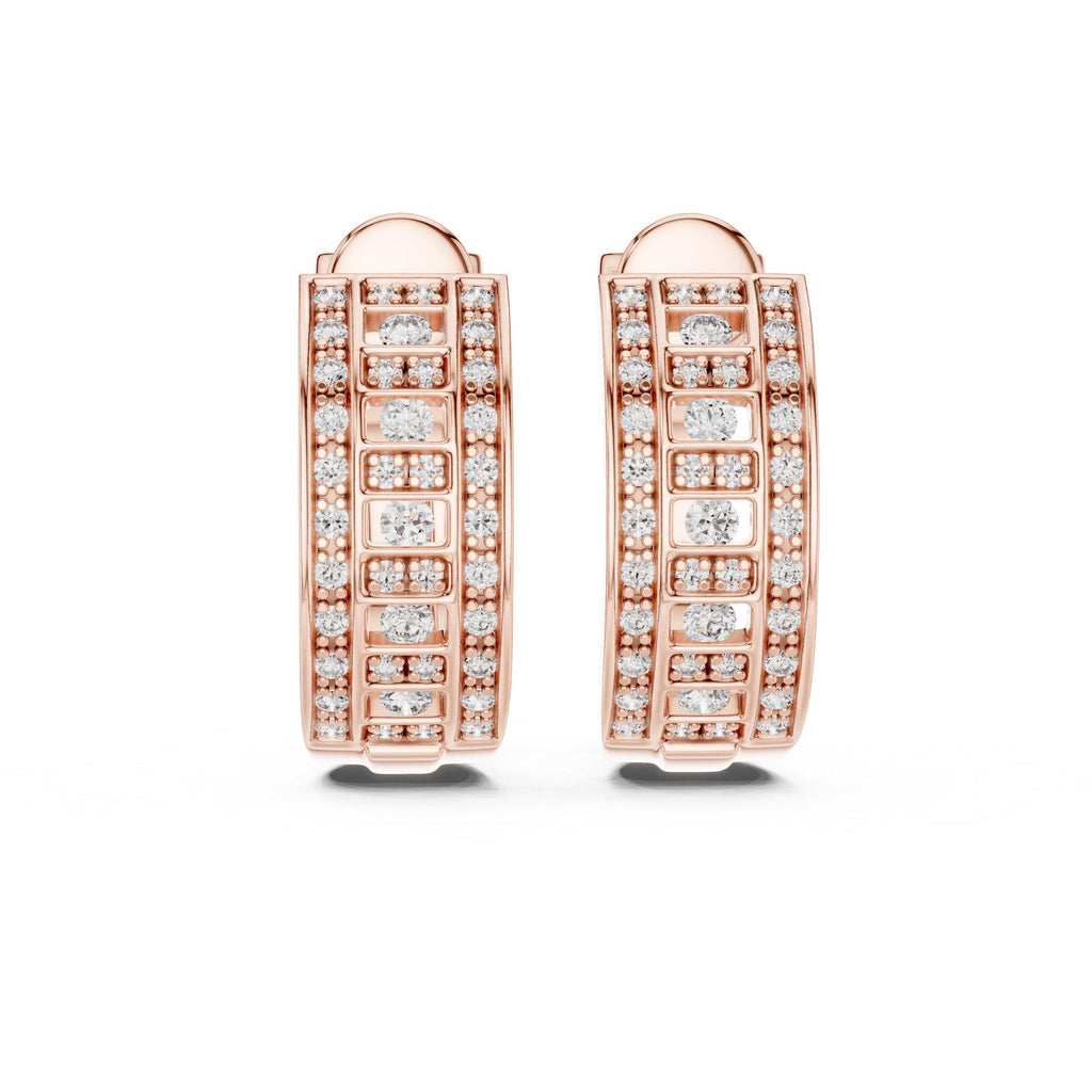 Moissanite Pavé Wide Half-Hoop Earrings – 925 Sterling Silver, 18K Gold Vermeil