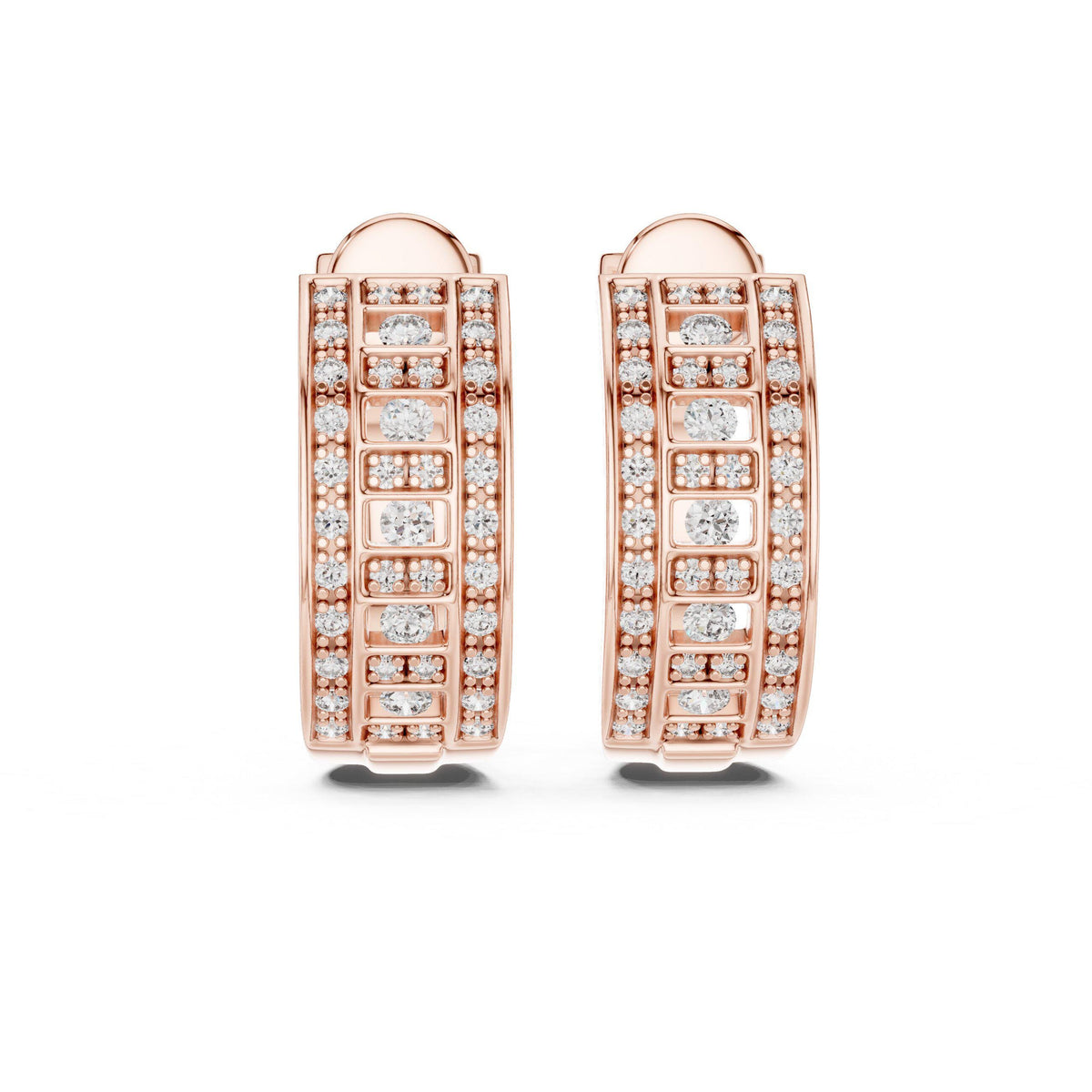 Moissanite Pavé Wide Half-Hoop Earrings – 925 Sterling Silver, 18K Gold Vermeil