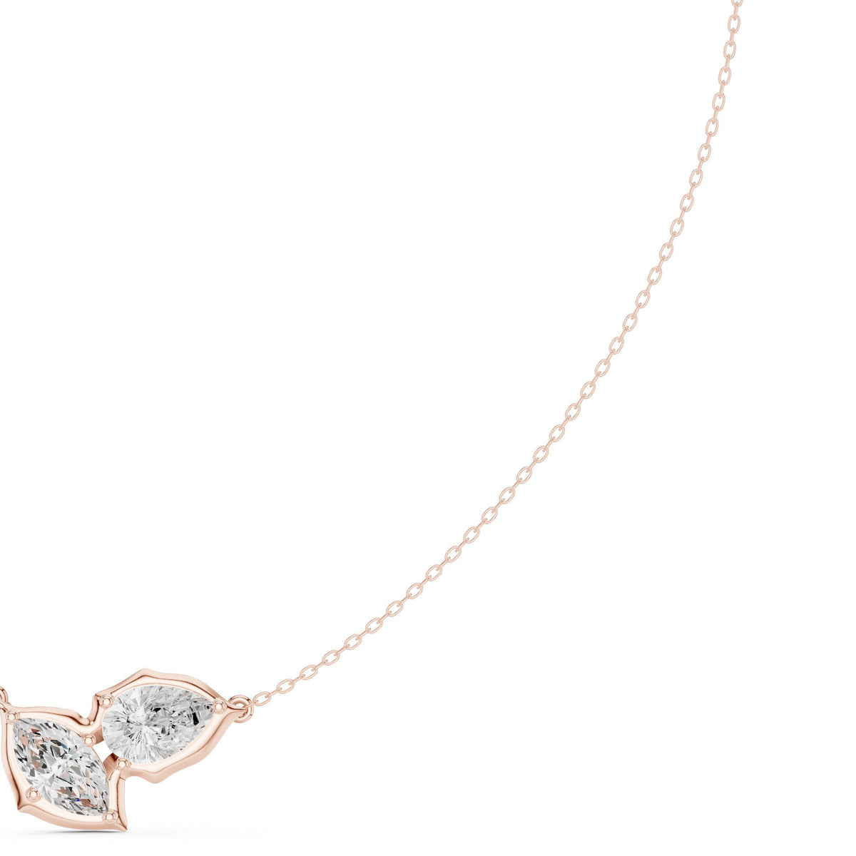 Pear & Marquise Moissanite Leaf Necklace – 925 Sterling Silver, 18K Gold Vermeil
