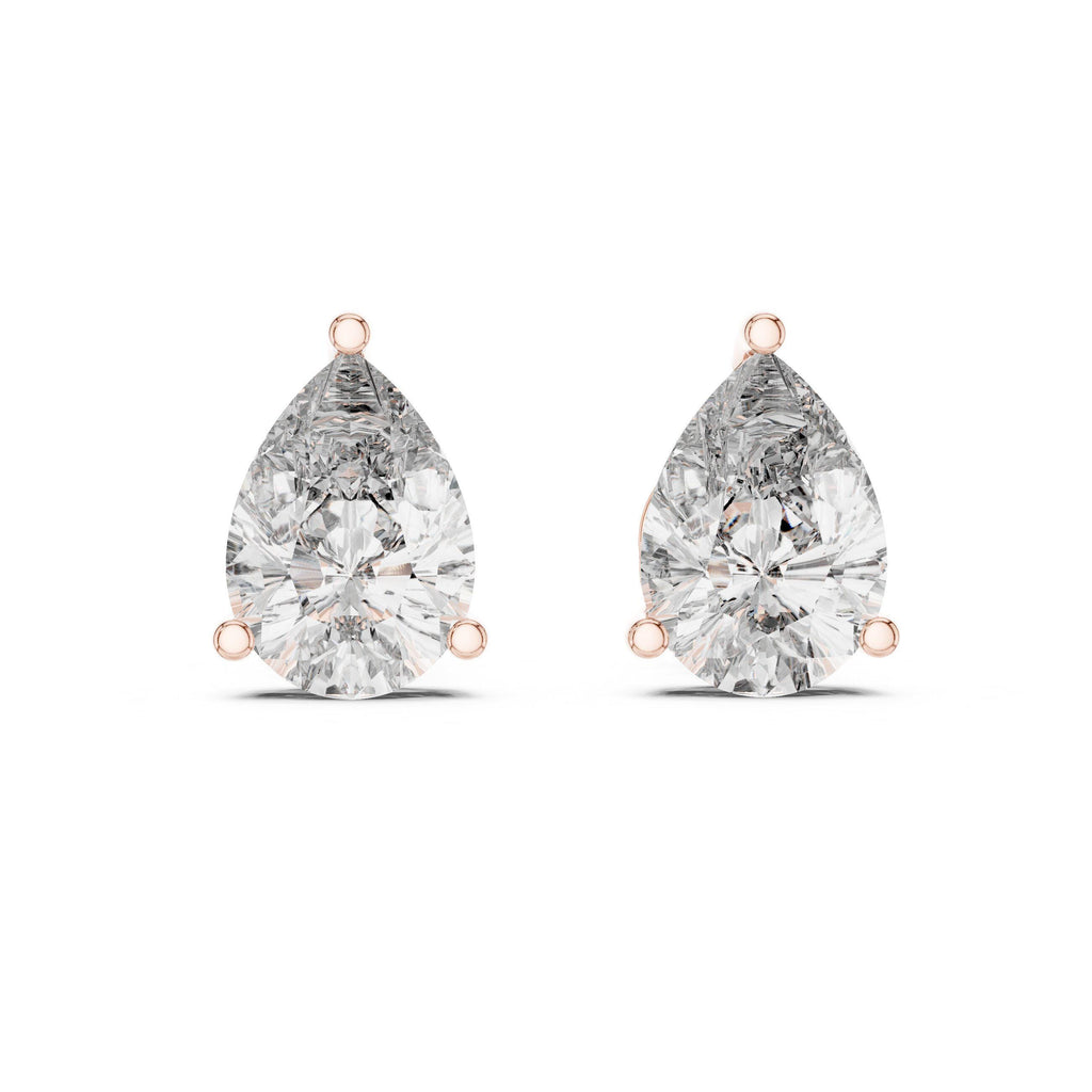 Pear Moissanite Stud Earrings – 925 Sterling Silver, 18K Gold Vermeil
