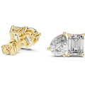 Heart & Emerald-Cut Moissanite Toi et Moi Stud Earrings – 925 Sterling Silver, 18K Gold Vermeil