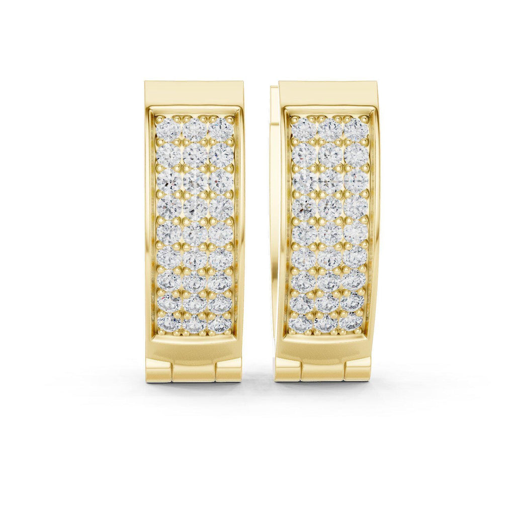 Moissanite Pavé Wide Huggie Hoop Earrings – 925 Sterling Silver, 18K Gold Vermeil