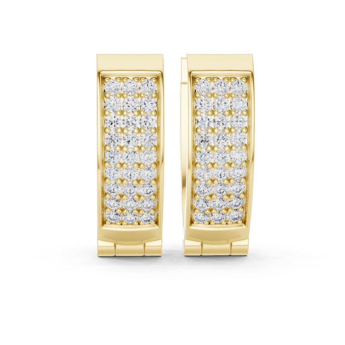 Moissanite Pavé Wide Huggie Hoop Earrings – 925 Sterling Silver, 18K Gold Vermeil