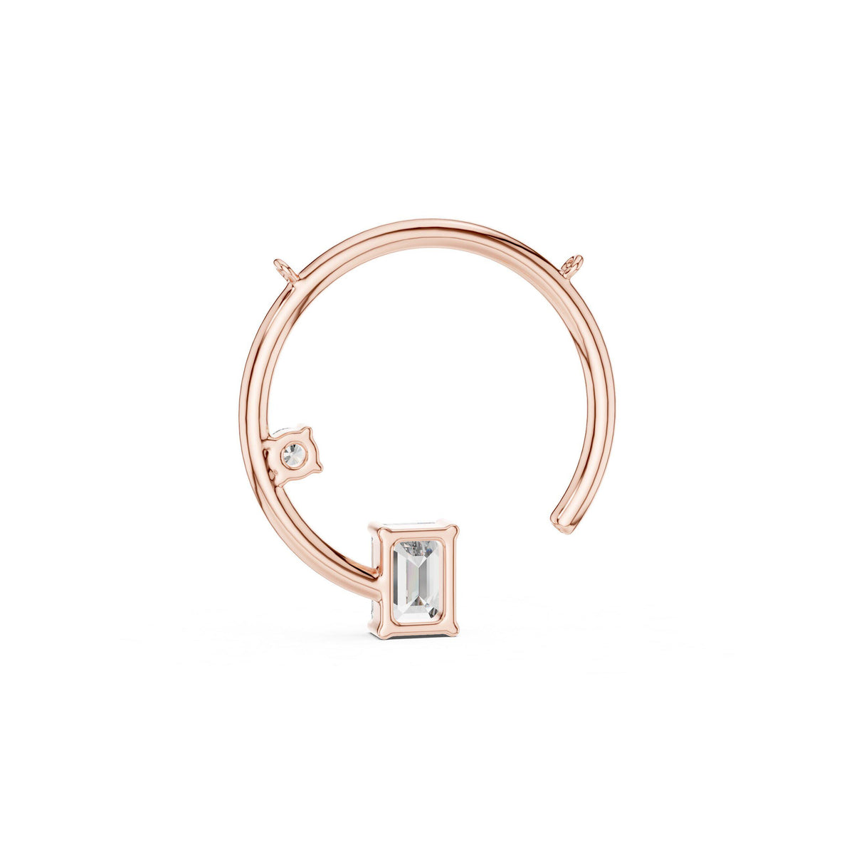 Emerald-Cut Moissanite Open Circle Pendant Necklace – 925 Sterling Silver, 18K Gold Vermeil