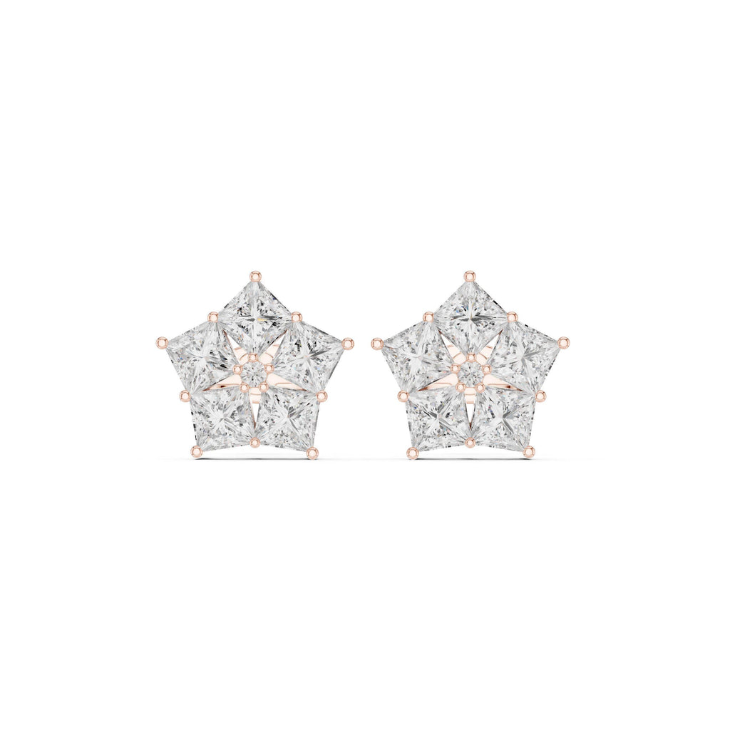 Pear Moissanite Star Cluster Stud Earrings – 925 Sterling Silver, 18K Gold Vermeil