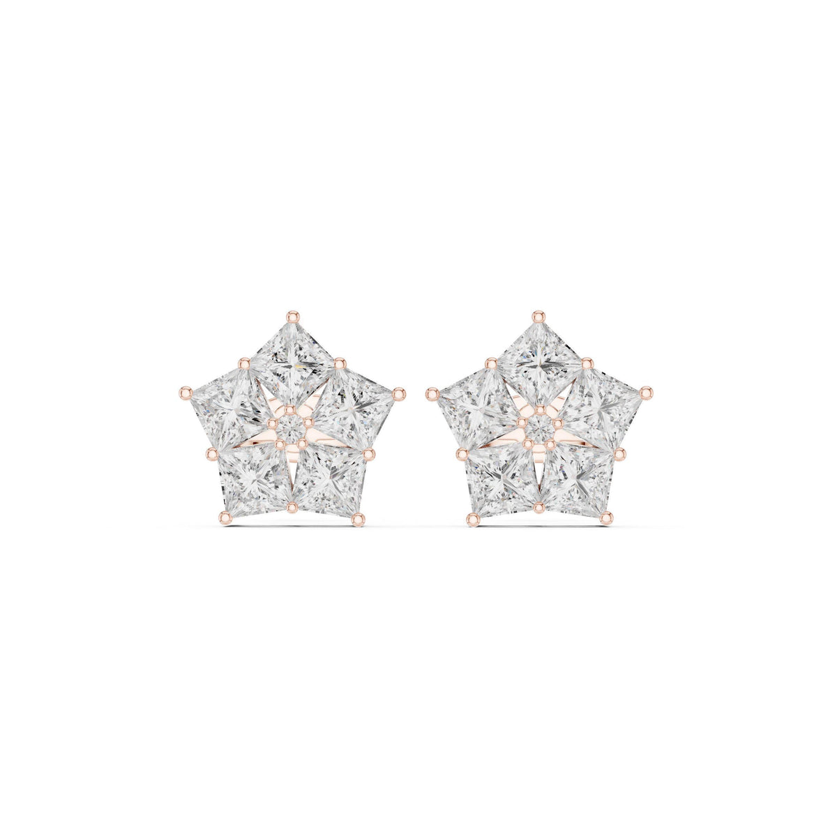 Pear Moissanite Star Cluster Stud Earrings – 925 Sterling Silver, 18K Gold Vermeil