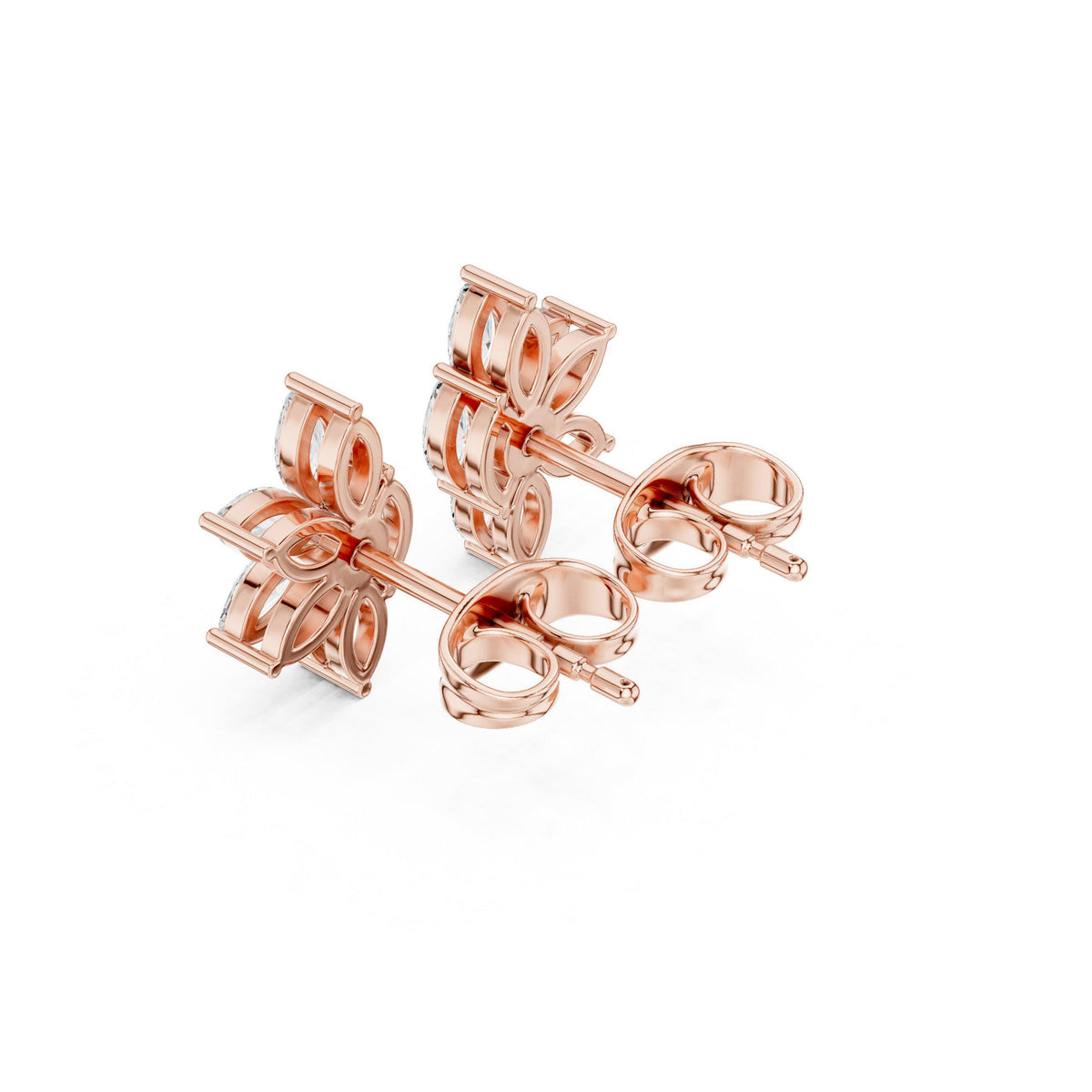 Marquise Moissanite Starburst Stud Earrings – 925 Sterling Silver, 18K Gold Vermeil