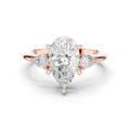 Pear Moissanite Three-Stone Ring with Pear Side Stones – 925 Sterling Silver, 18K Gold Vermeil