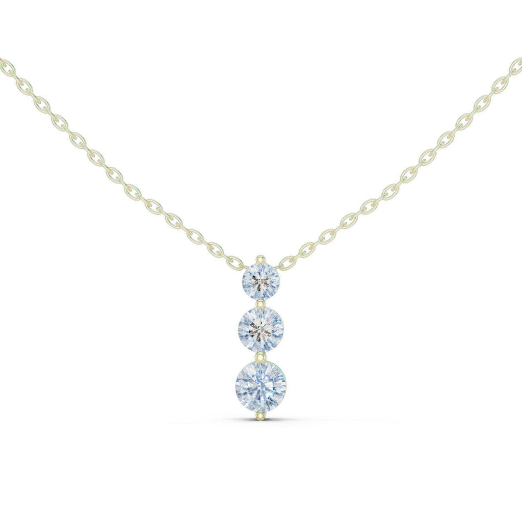 Round Moissanite Two-Stone Vertical Drop Necklace – 925 Sterling Silver, 18K Gold Vermeil