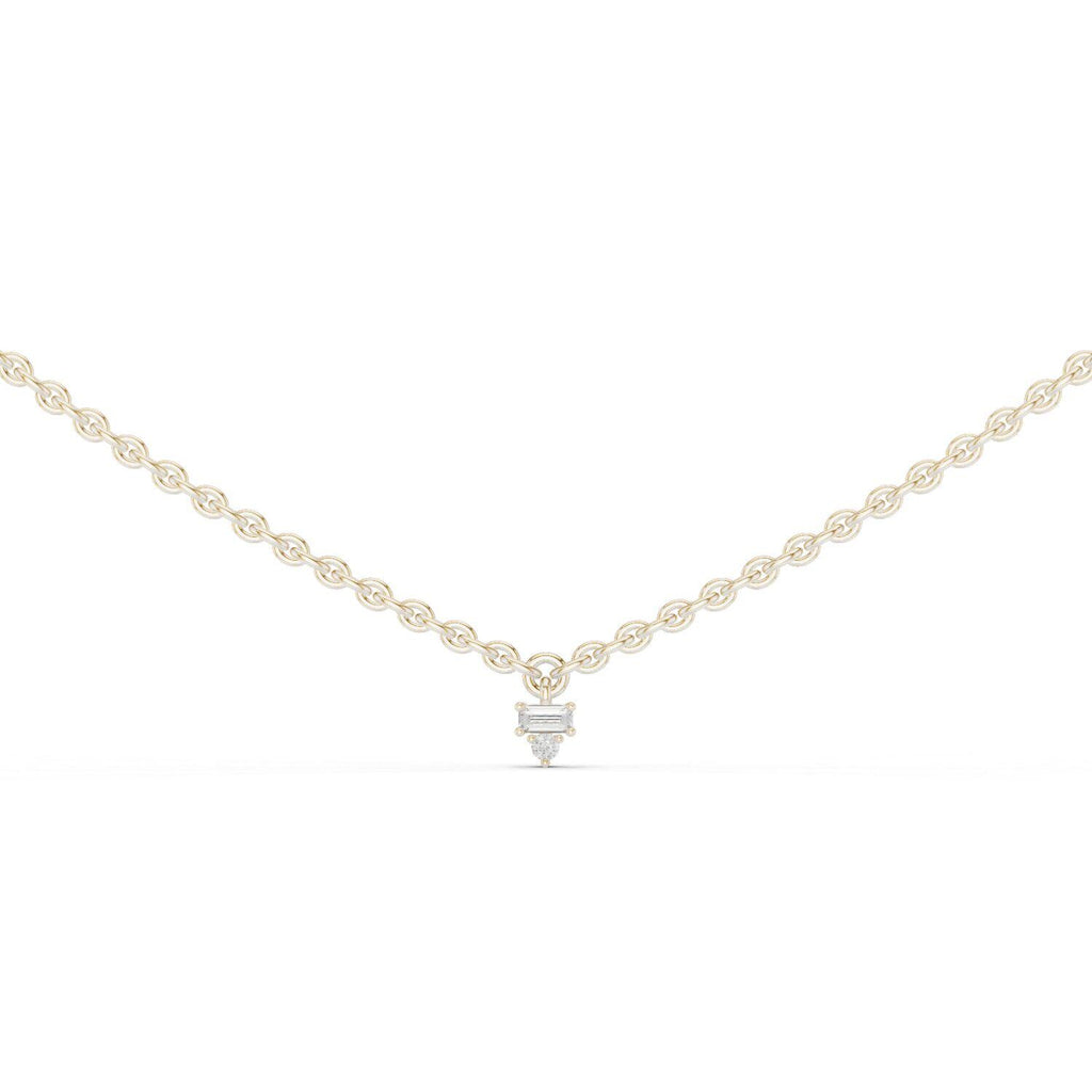 Baguette & Round Moissanite Cluster Charm Necklace – 925 Sterling Silver, 18K Gold Vermeil