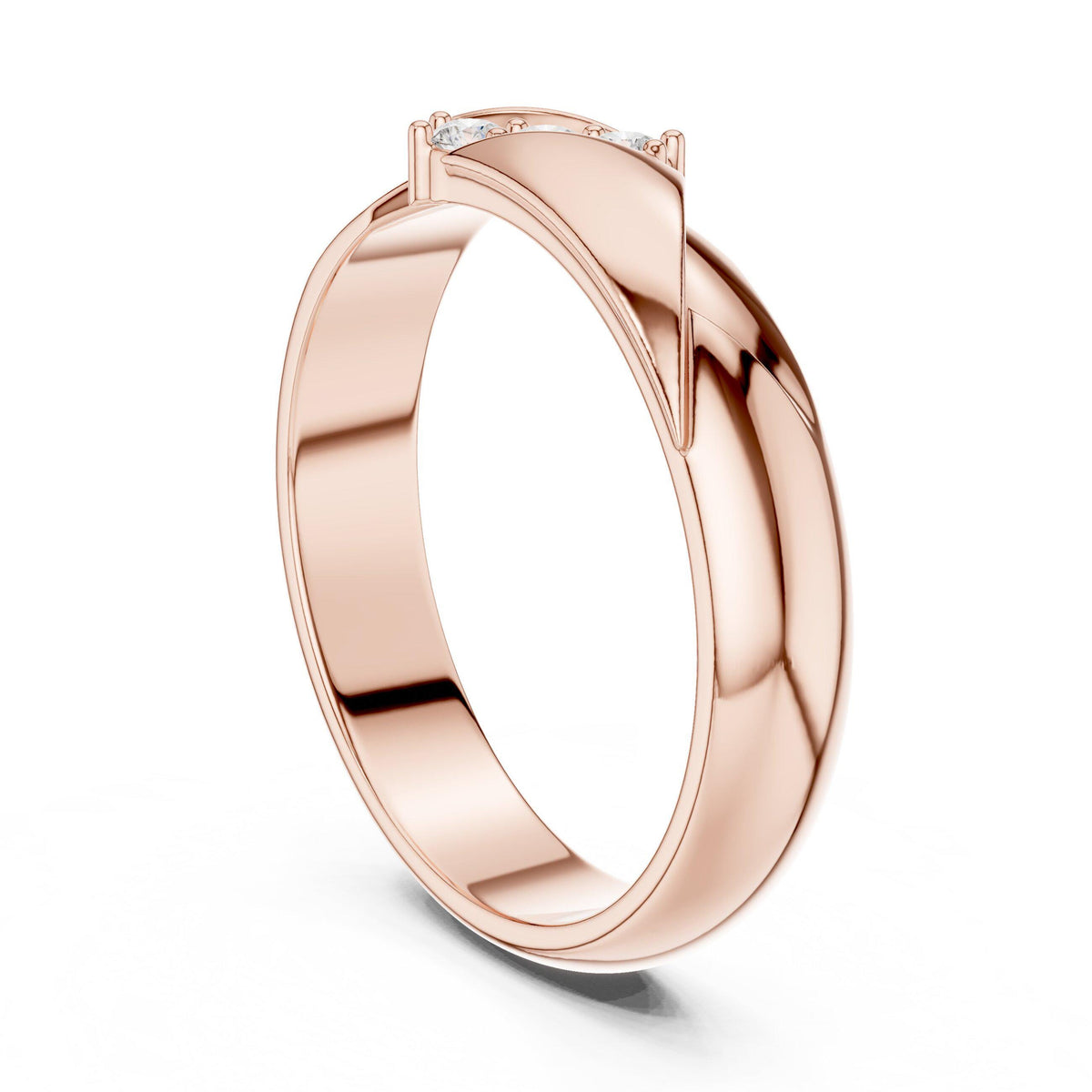 Men's Moissanite Band with Diagonal Pavé Accent – 925 Sterling Silver, 18K Gold Vermeil