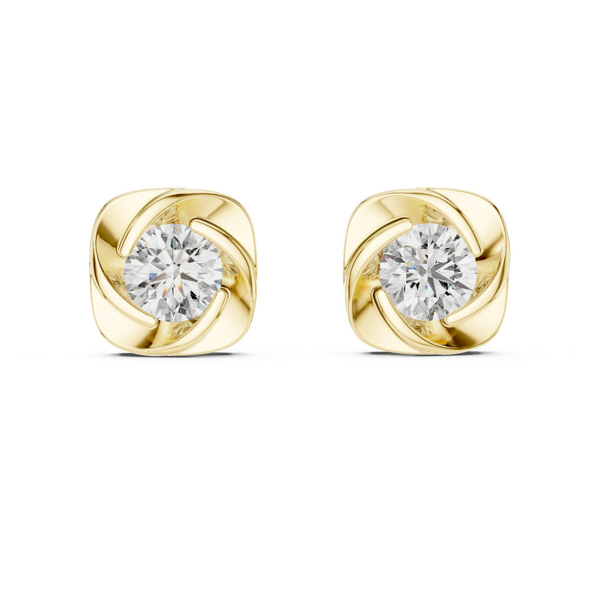 6.3mm Round Moissanite Swirl Cushion Stud Earrings – 925 Sterling Silver, 18K Gold Vermeil