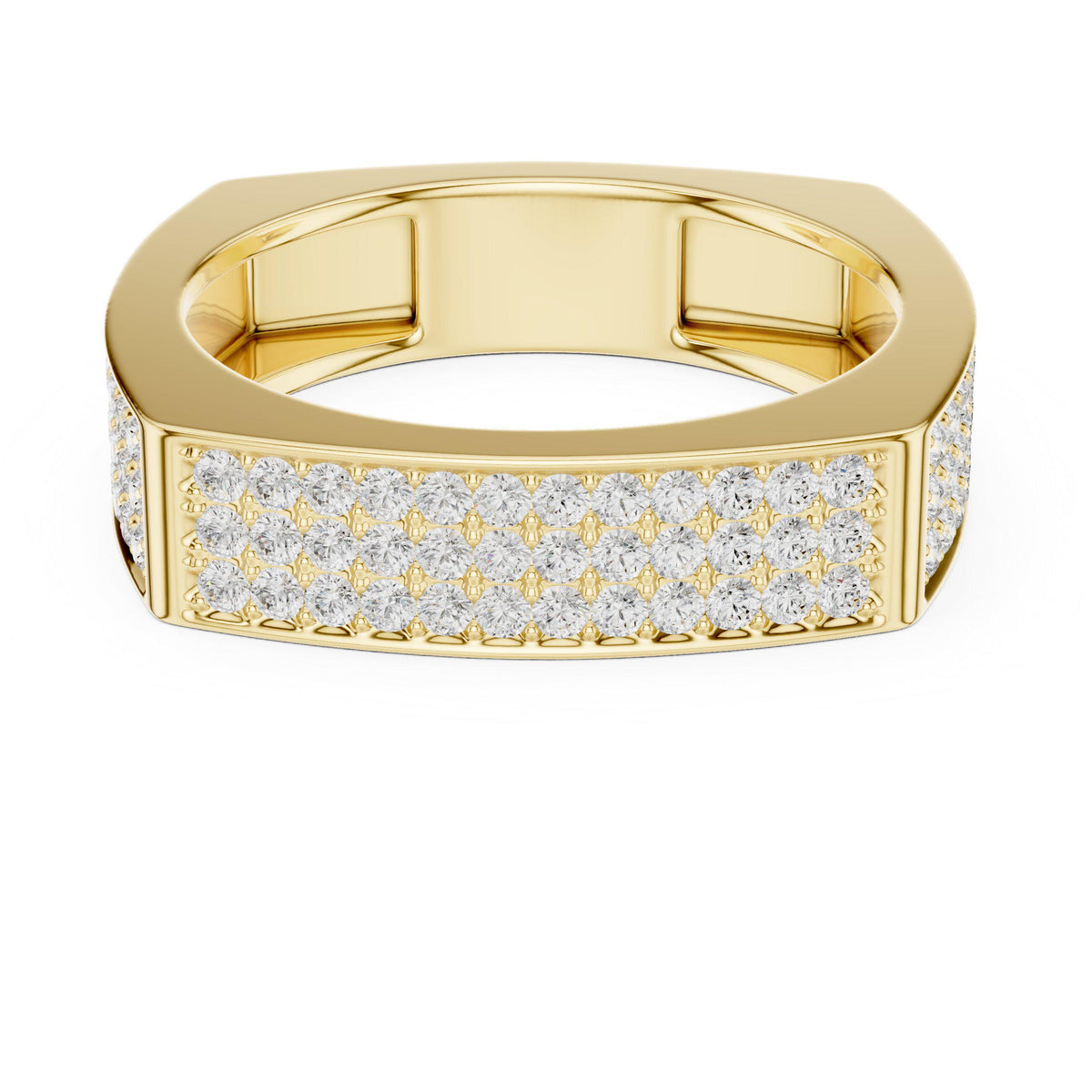 Men's Square-Profile Pavé Moissanite Band – 925 Sterling Silver, 18K Gold Vermeil