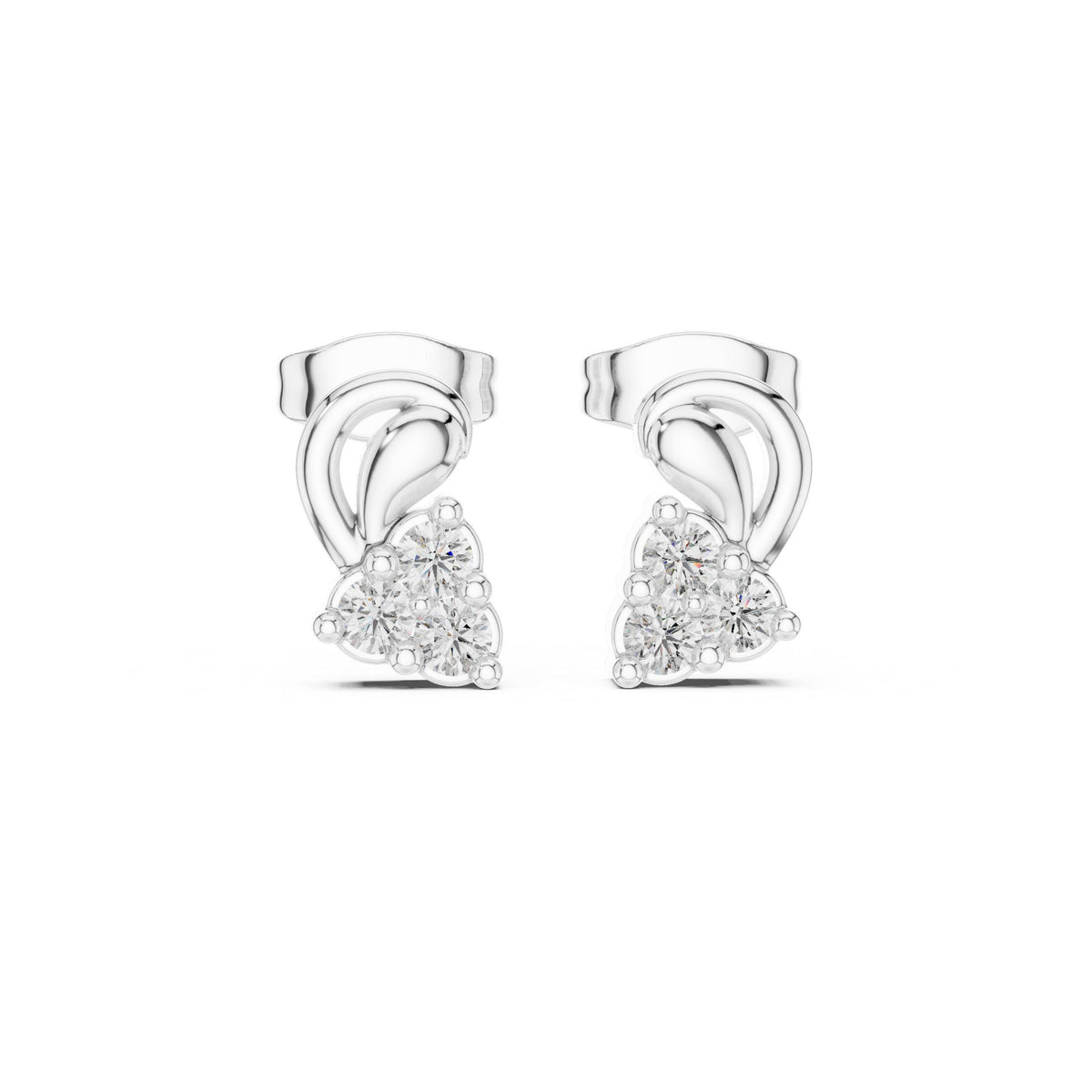 Moissanite Paisley Swirl Stud Earrings – 925 Sterling Silver, 18K Gold Vermeil