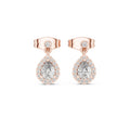 Pear Moissanite Halo Drop Earrings – 925 Sterling Silver, 18K Gold Vermeil