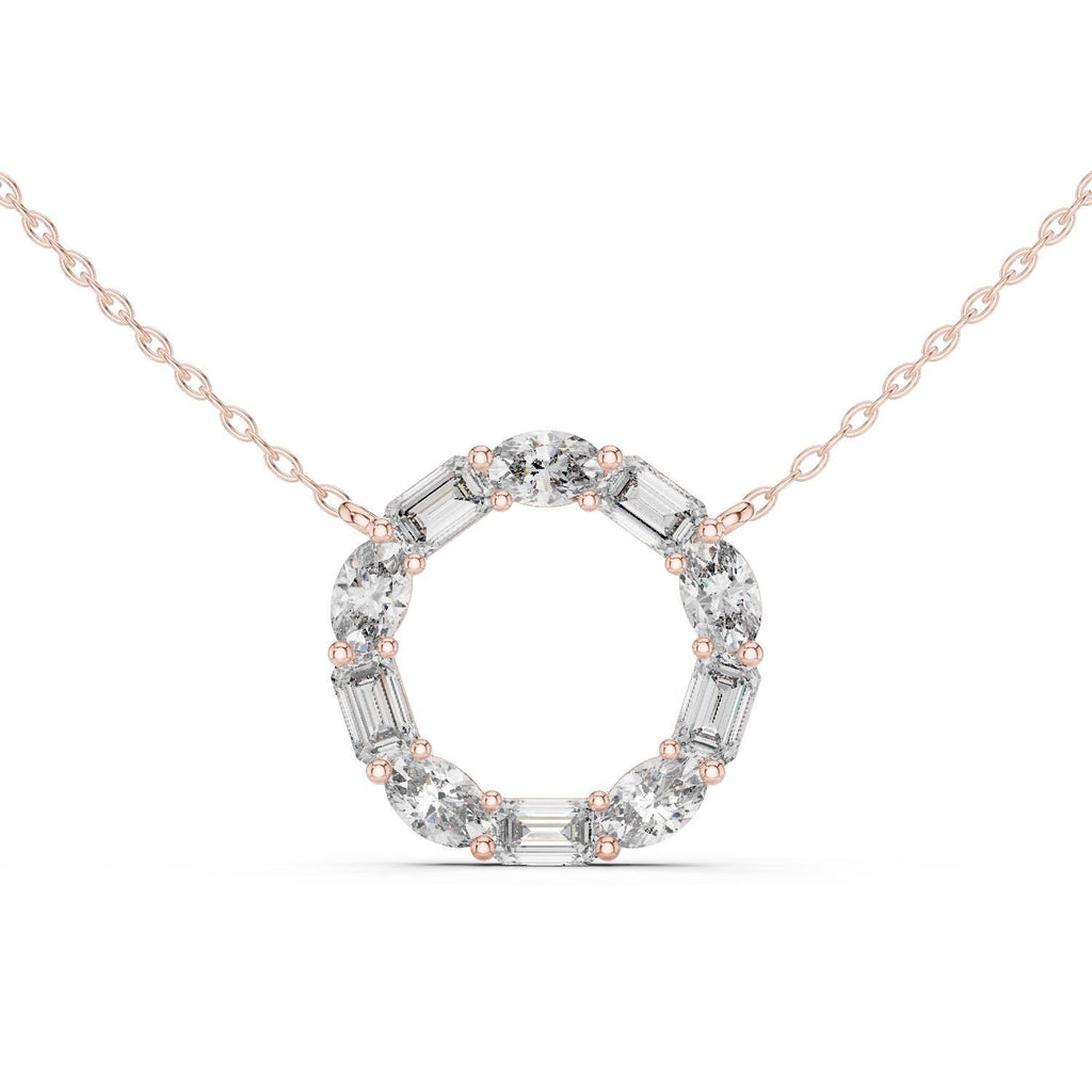 Moissanite Eternity Circle Necklace – 925 Sterling Silver, 18K Gold Vermeil