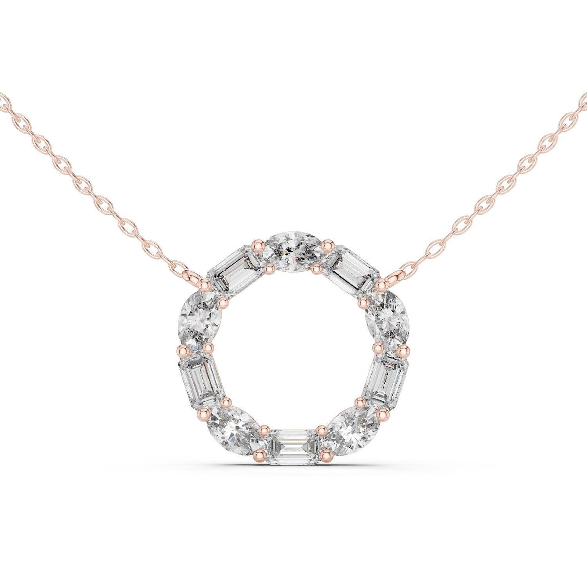 Moissanite Eternity Circle Necklace – 925 Sterling Silver, 18K Gold Vermeil