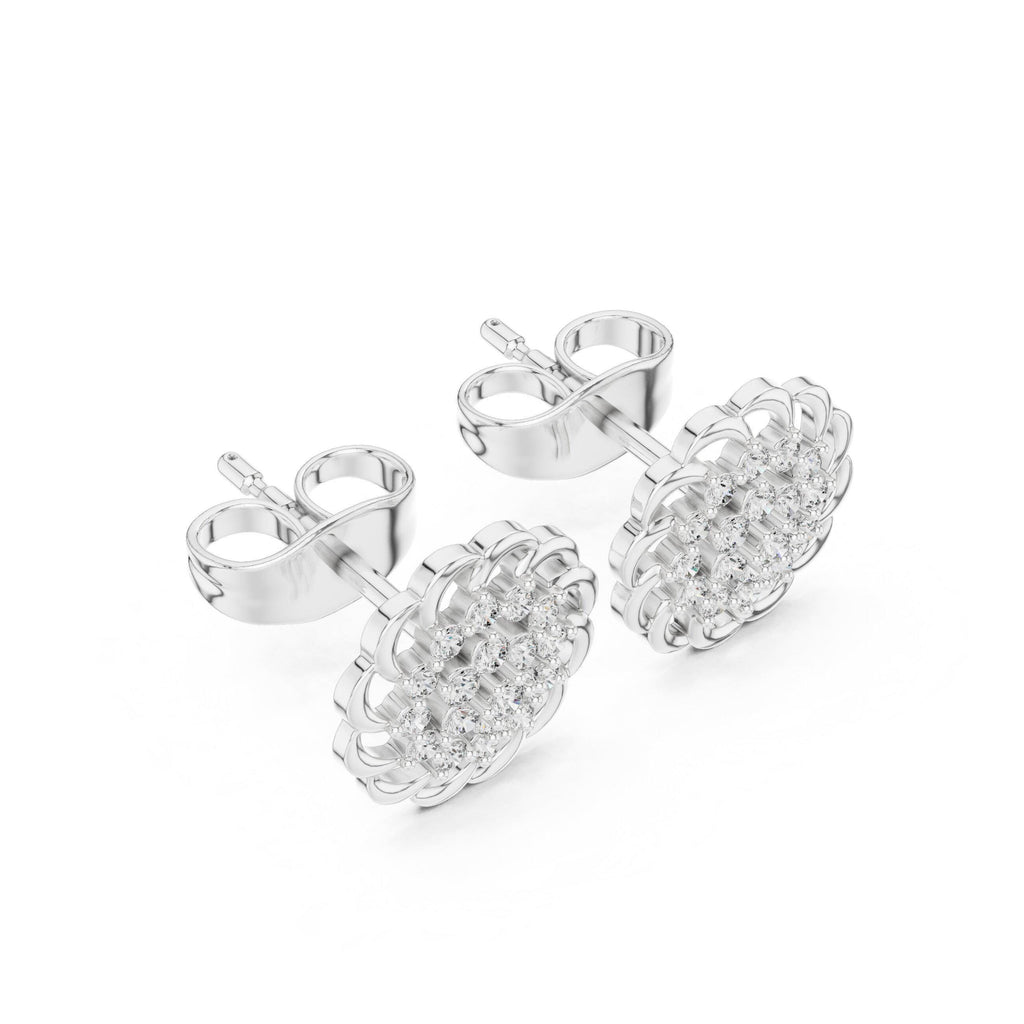 Moissanite Open Petal Medallion Stud Earrings – 925 Sterling Silver, 18K Gold Vermeil