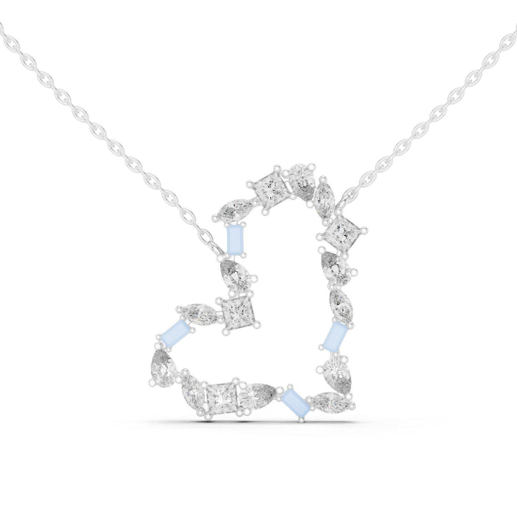 Pear & Baguette Moissanite V Necklace – 925 Sterling Silver, 18K Gold Vermeil
