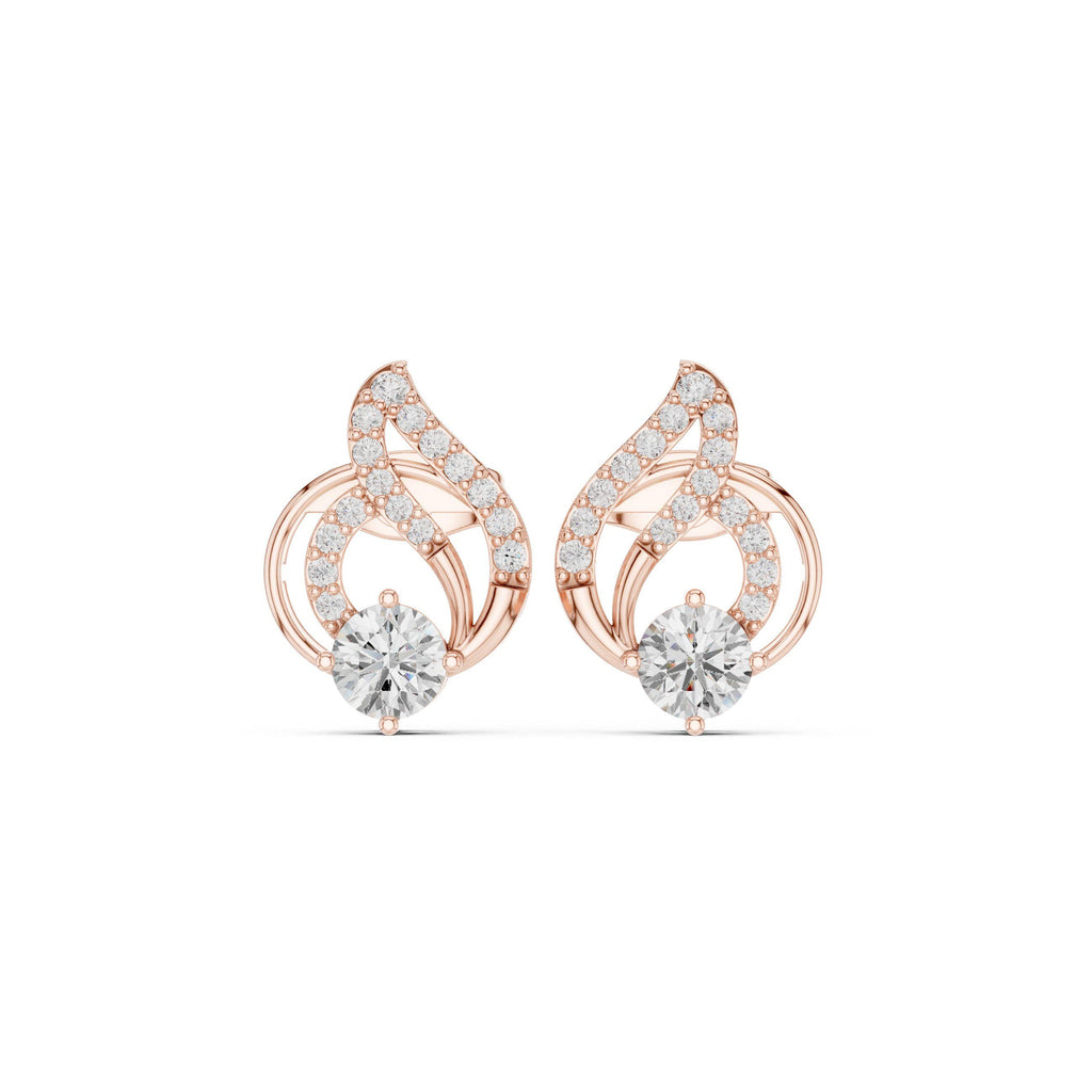 Pear Moissanite Swirl Stud Earrings – 925 Sterling Silver, 18K Gold Vermeil