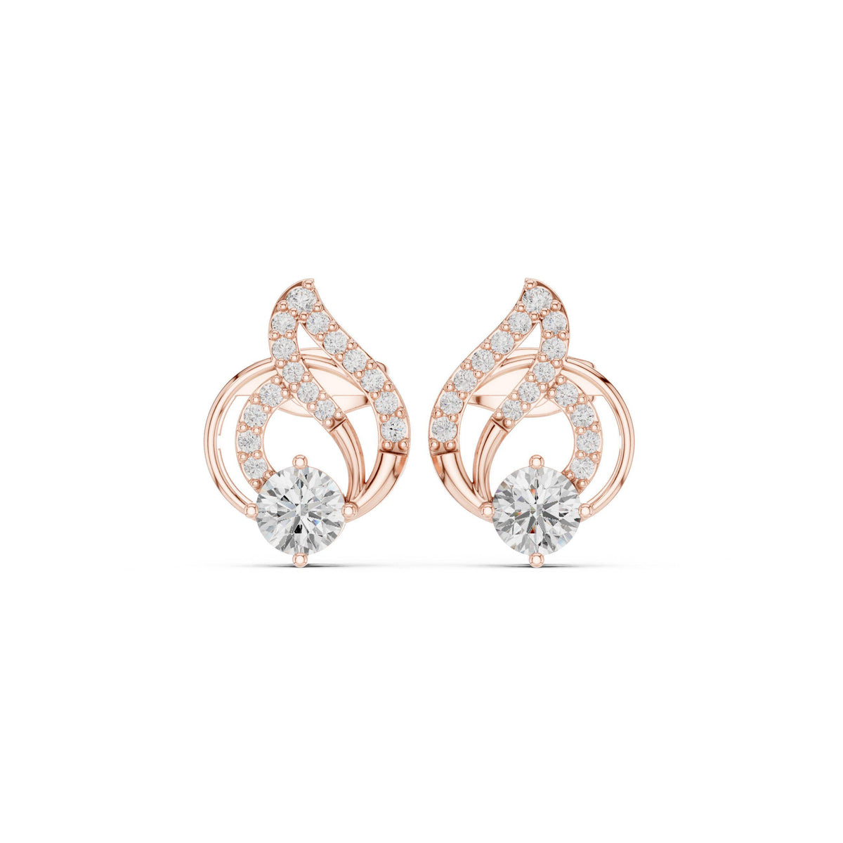 Pear Moissanite Swirl Stud Earrings – 925 Sterling Silver, 18K Gold Vermeil