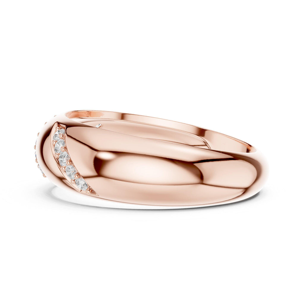 Men's Domed Band with Diagonal Pavé Moissanite Accents – 925 Sterling Silver, 18K Gold Vermeil