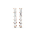 Baguette Moissanite V-Hoop Earrings – 925 Sterling Silver, 18K Gold Vermeil