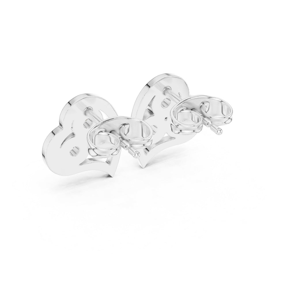 Moissanite Heart Trio Stud Earrings – 925 Sterling Silver, 18K Gold Vermeil