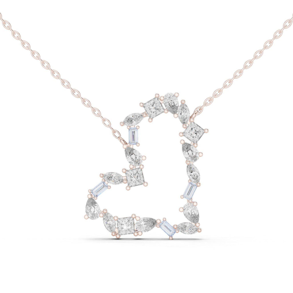 Pear & Baguette Moissanite V Necklace – 925 Sterling Silver, 18K Gold Vermeil