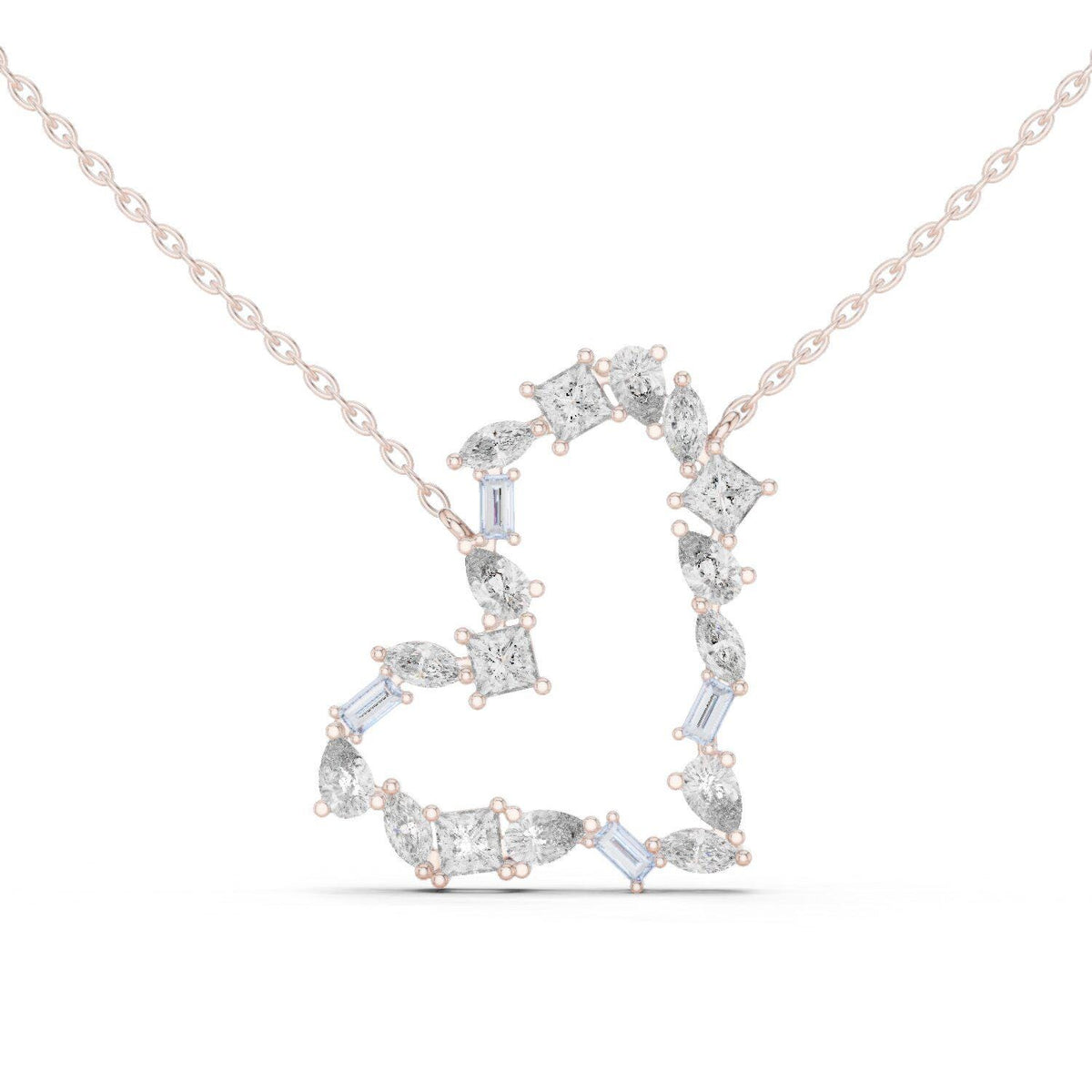 Pear & Baguette Moissanite V Necklace – 925 Sterling Silver, 18K Gold Vermeil