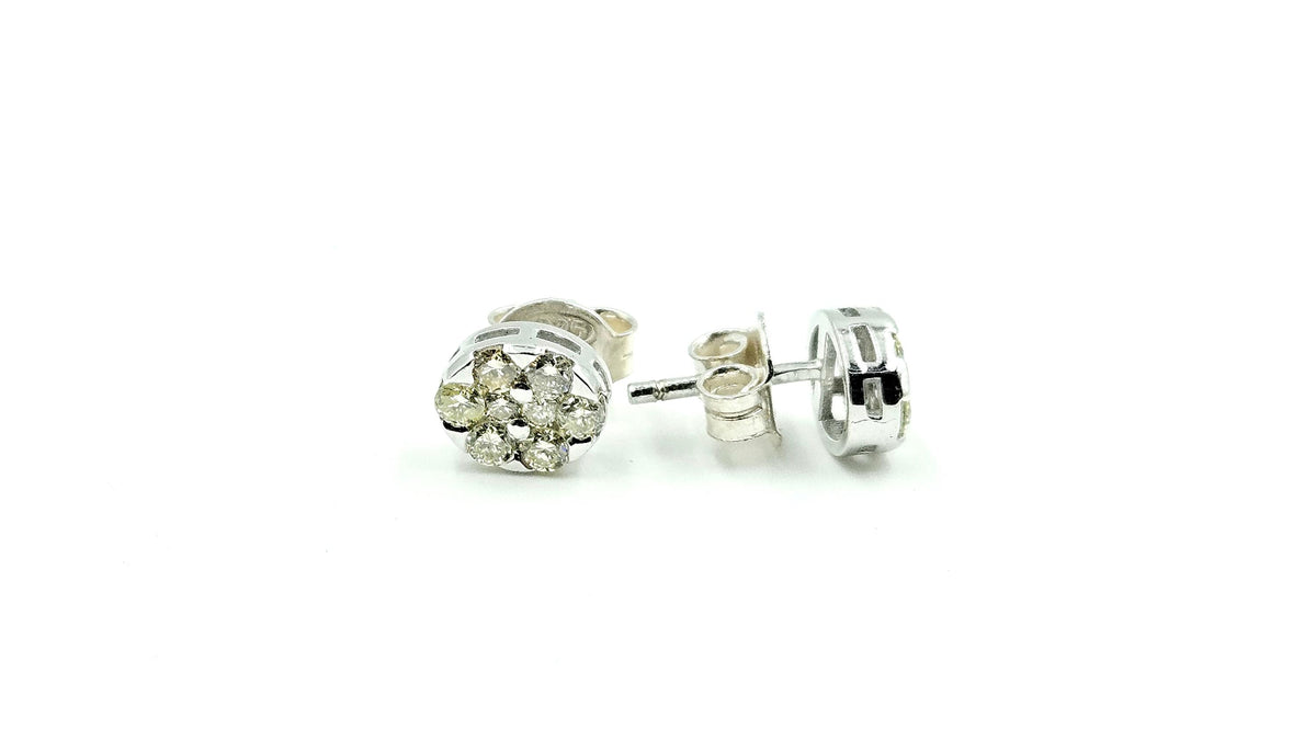 Natural Diamond Stud Earrings – 925 Sterling Silver, 18K White Gold Vermeil