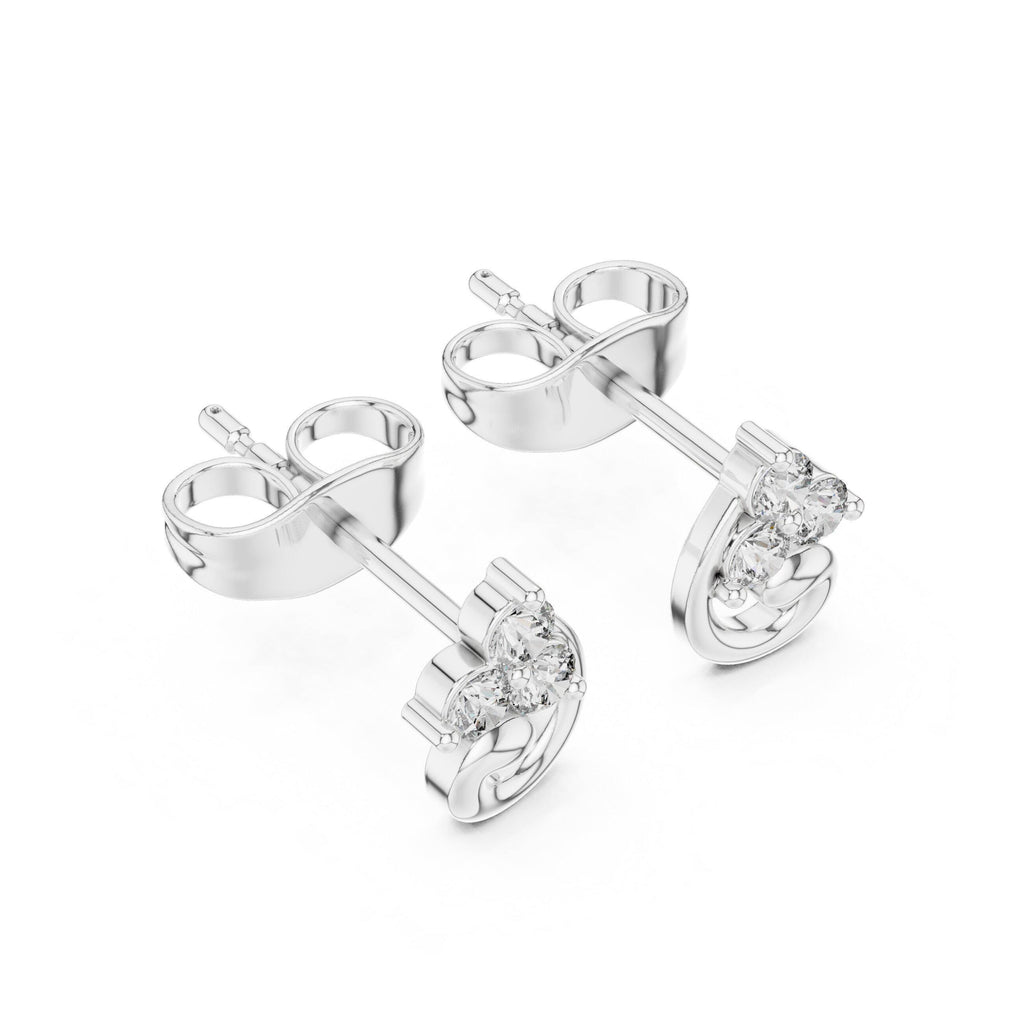 Moissanite Trio Swirl Stud Earrings – 925 Sterling Silver, 18K Gold Vermeil