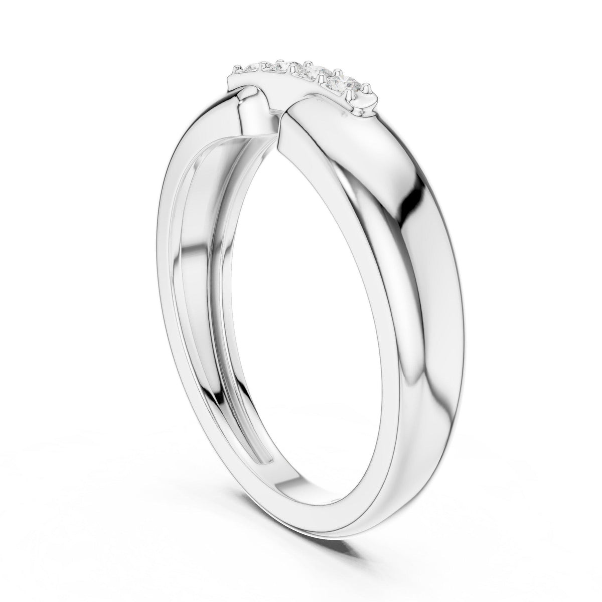 Men's Slim Open-Band Moissanite Ring with Pavé Accent – 925 Sterling Silver, 18K Gold Vermeil
