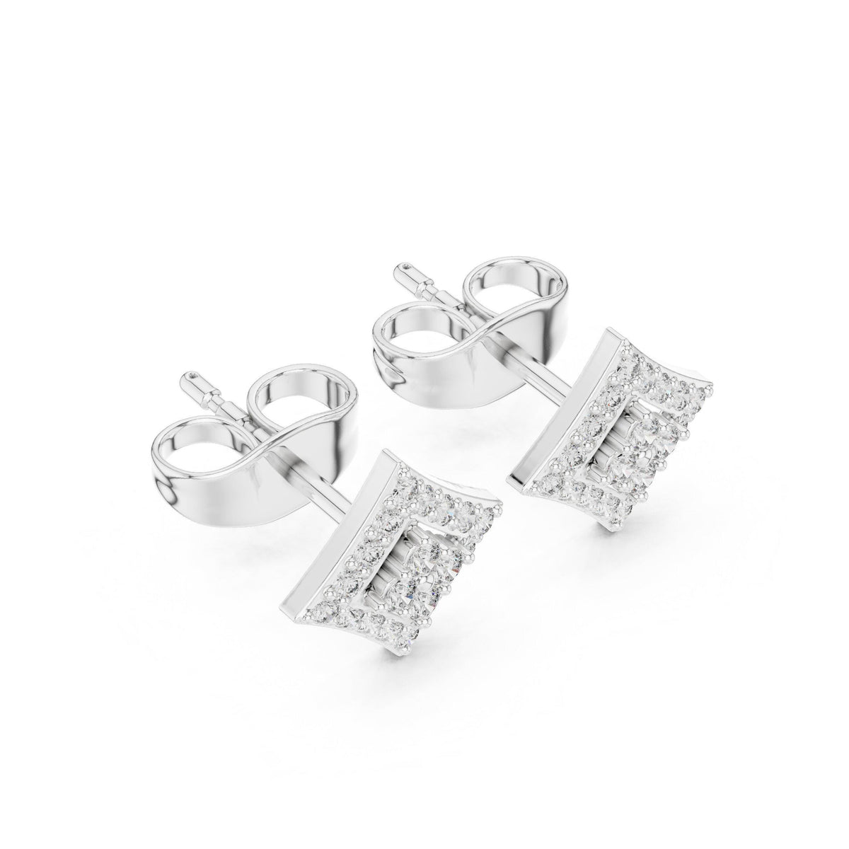 Moissanite Kite Halo Stud Earrings – 925 Sterling Silver, 18K Gold Vermeil