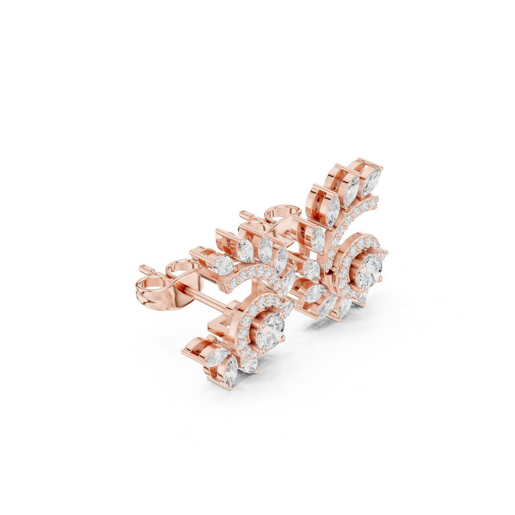 Marquise Moissanite Sunburst Spray Stud Earrings – 925 Sterling Silver, 18K Gold Vermeil