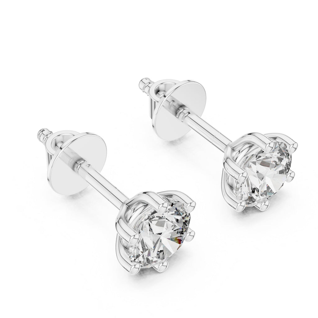 5mm Round Moissanite Six-Prong Stud Earrings – 925 Sterling Silver, 18K Gold Vermeil