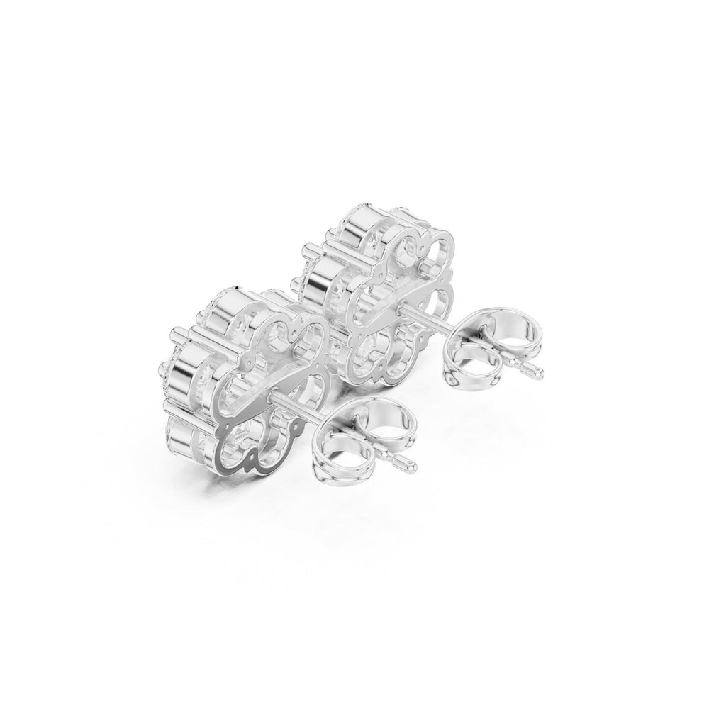 Moissanite Flower Cluster Stud Earrings – 925 Sterling Silver, 18K Gold Vermeil