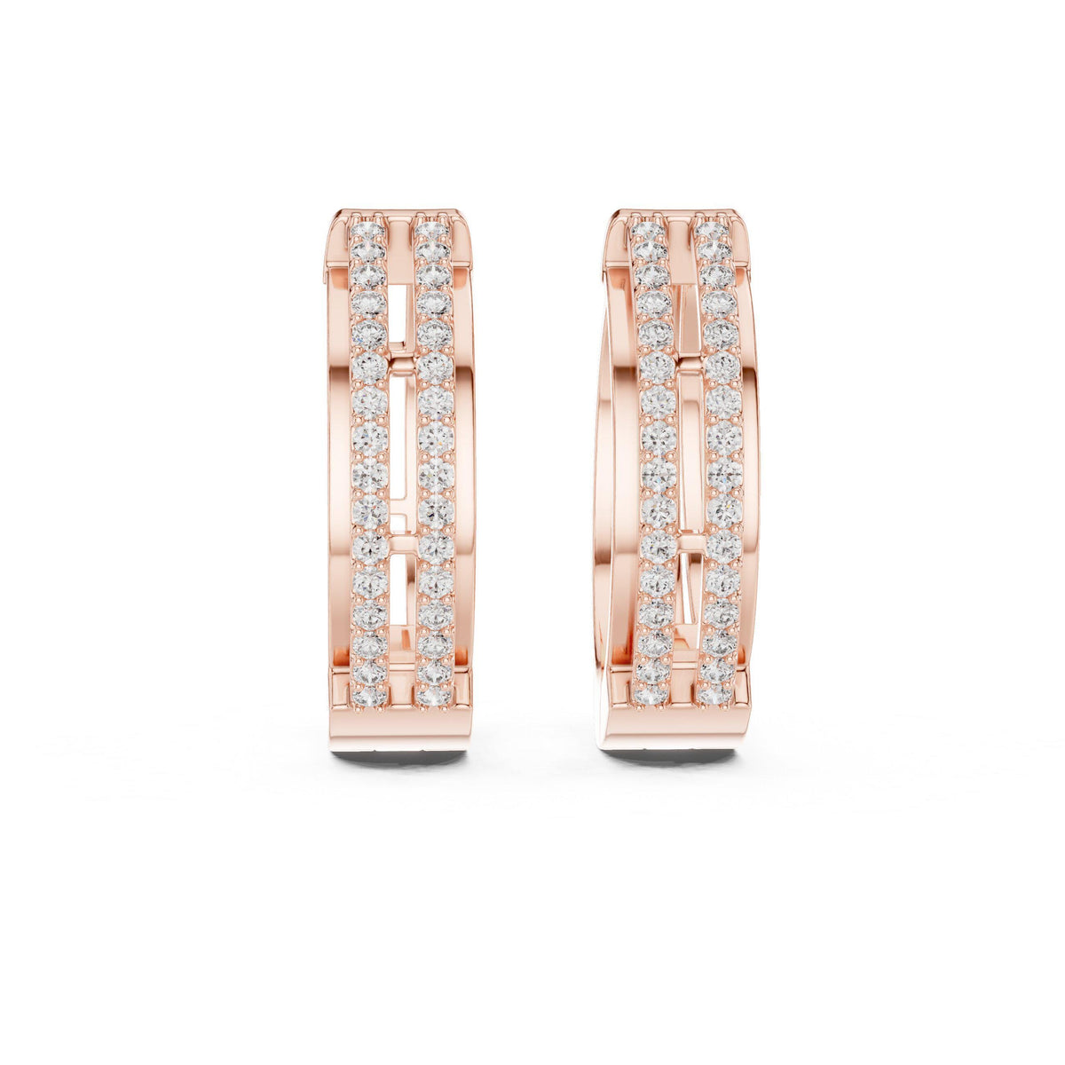 Moissanite Pavé Split Huggie Hoop Earrings – 925 Sterling Silver, 18K Gold Vermeil