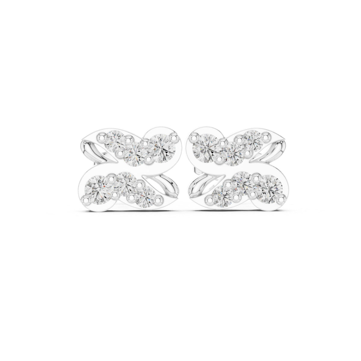 Moissanite Pavé Infinity Wave Stud Earrings – 925 Sterling Silver, 18K Gold Vermeil