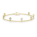 3mm Round Moissanite Station Charm Bracelet – 925 Sterling Silver, 18K Gold Vermeil