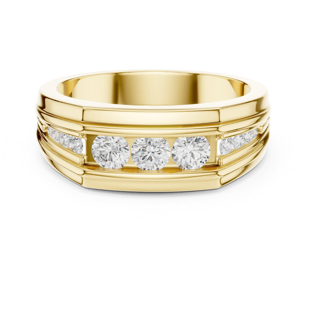 Men's Five-Stone Channel-Set Moissanite Band – 925 Sterling Silver, 18K Gold Vermeil