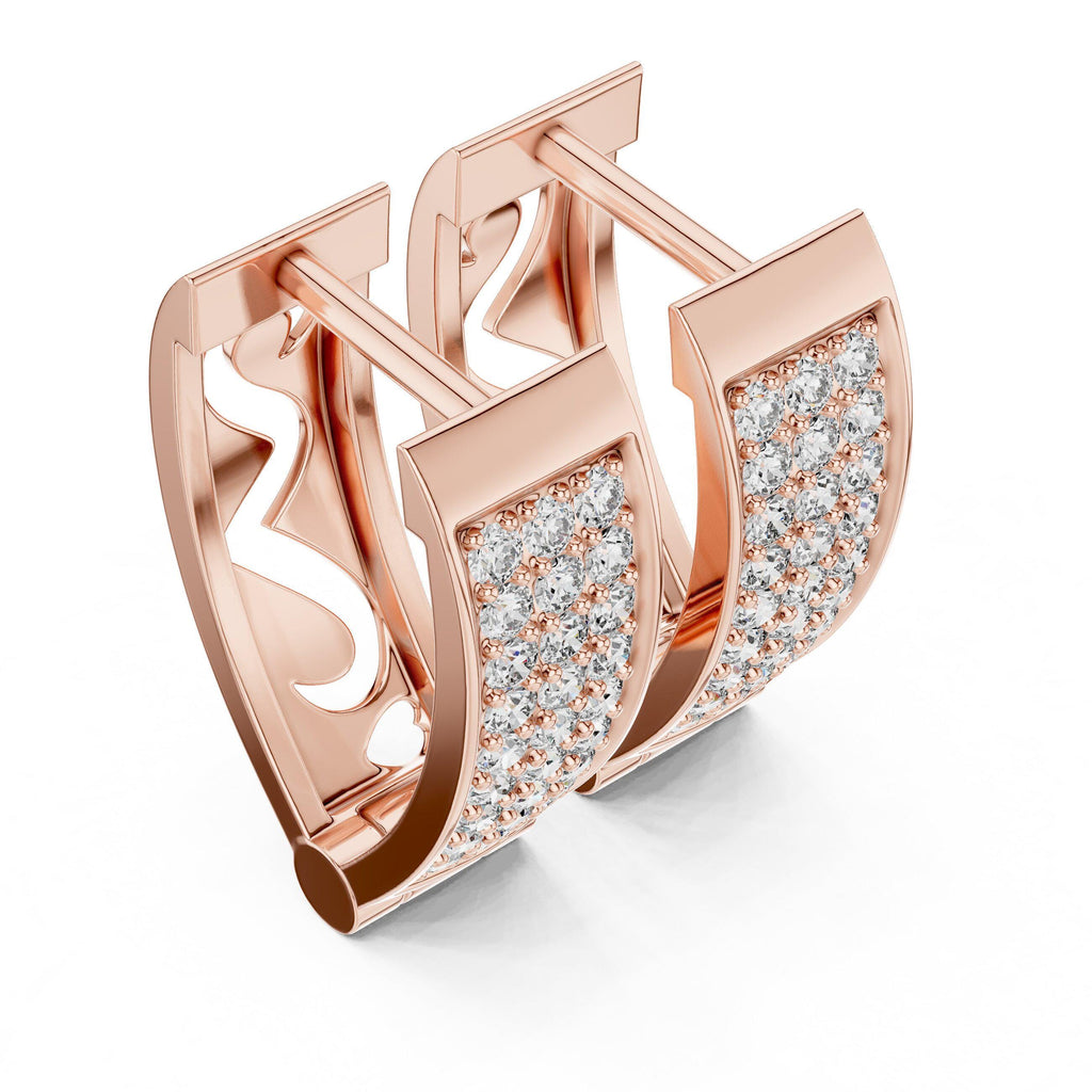 Moissanite Pavé Wide Huggie Hoop Earrings – 925 Sterling Silver, 18K Gold Vermeil