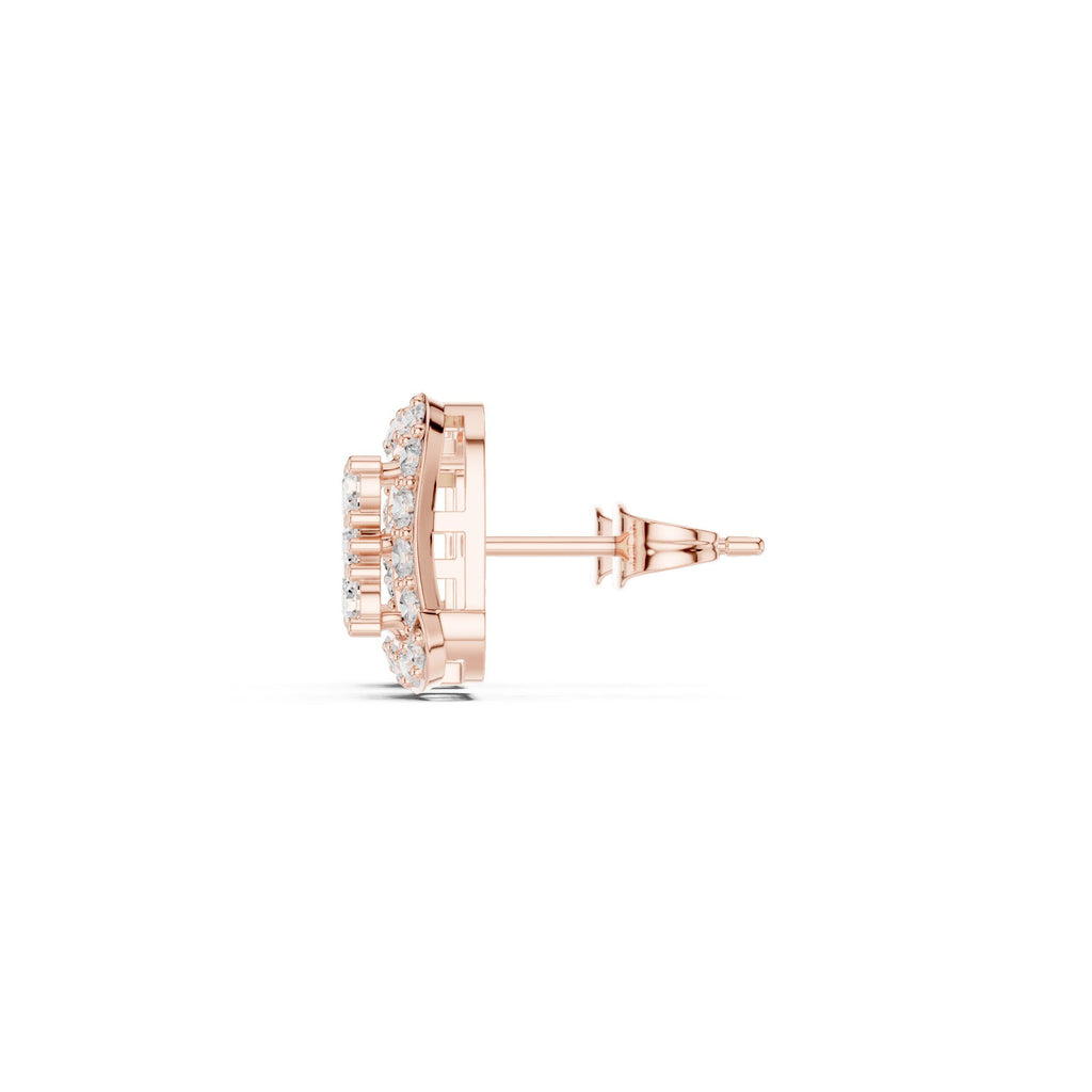 Square Moissanite Pavé Cluster Stud Earrings – 925 Sterling Silver, 18K Gold Vermeil