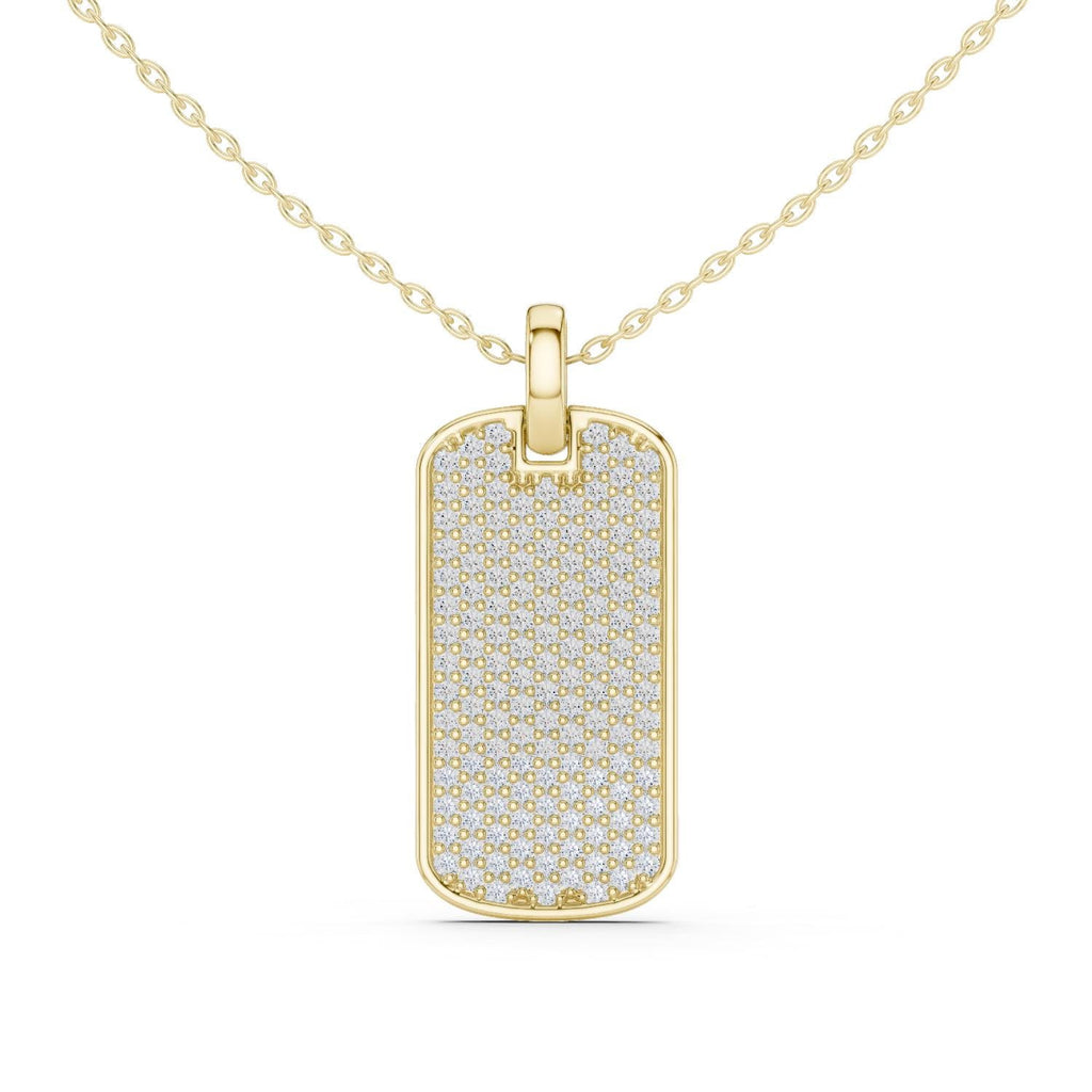 Moissanite Pavé Dog Tag Necklace – 925 Sterling Silver, 18K Gold Vermeil