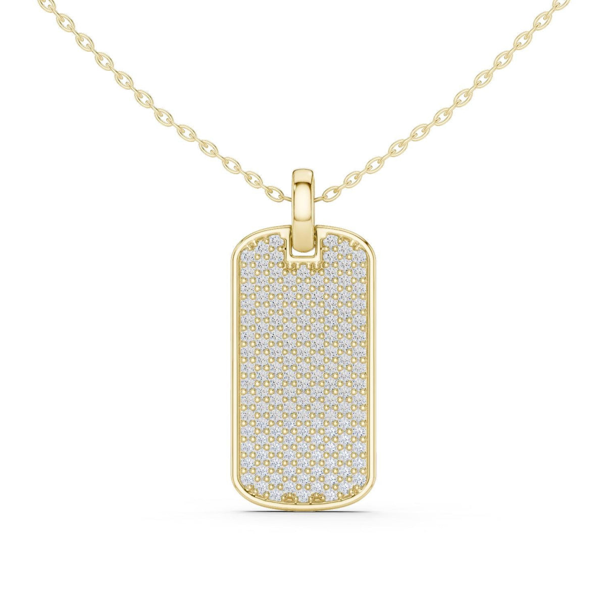 Moissanite Pavé Dog Tag Necklace – 925 Sterling Silver, 18K Gold Vermeil